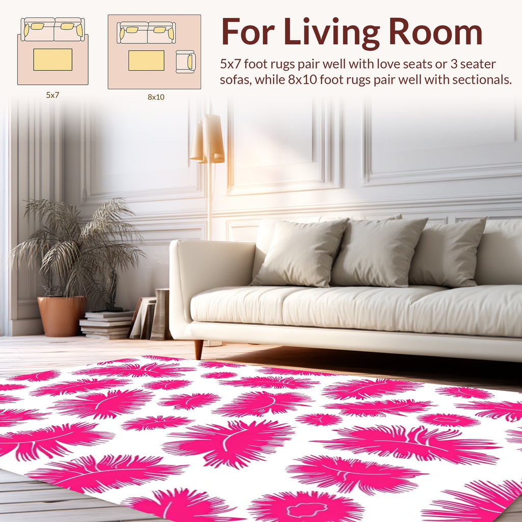 Fuchsia Foliage Patterned Design Rug