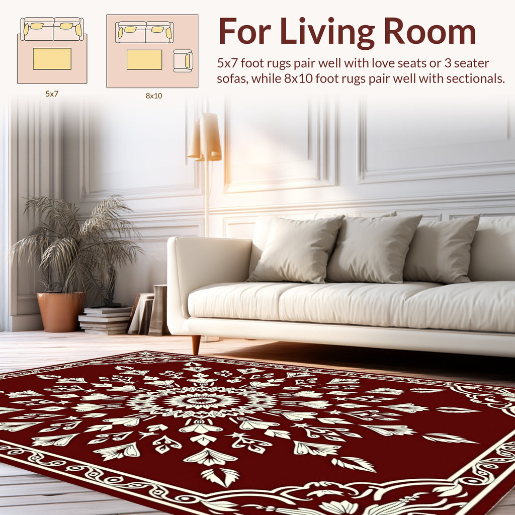 Elegant Floral Mandala Pattern Rug