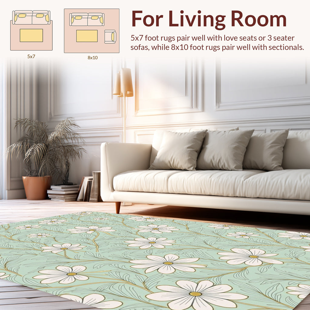 Delicate Floral Vine Pattern Rug
