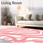 Abstract Pink Wavy Lines Rug
