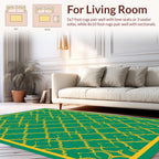 Emerald Gold Quatrefoil Pattern Rug
