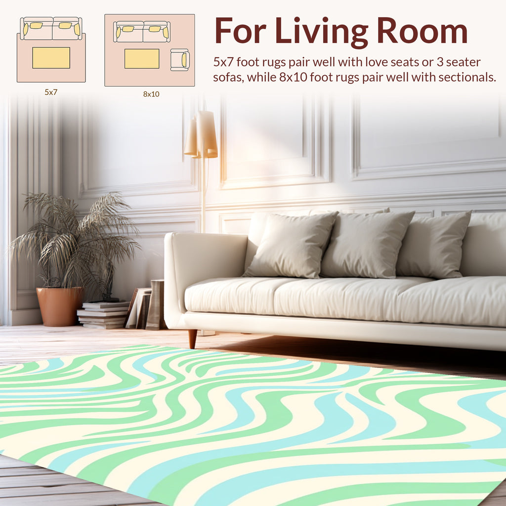 Pastel Wave Pattern Fabric Rug