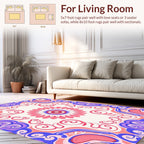 Vibrant Pink Blue Floral Mandala Rug