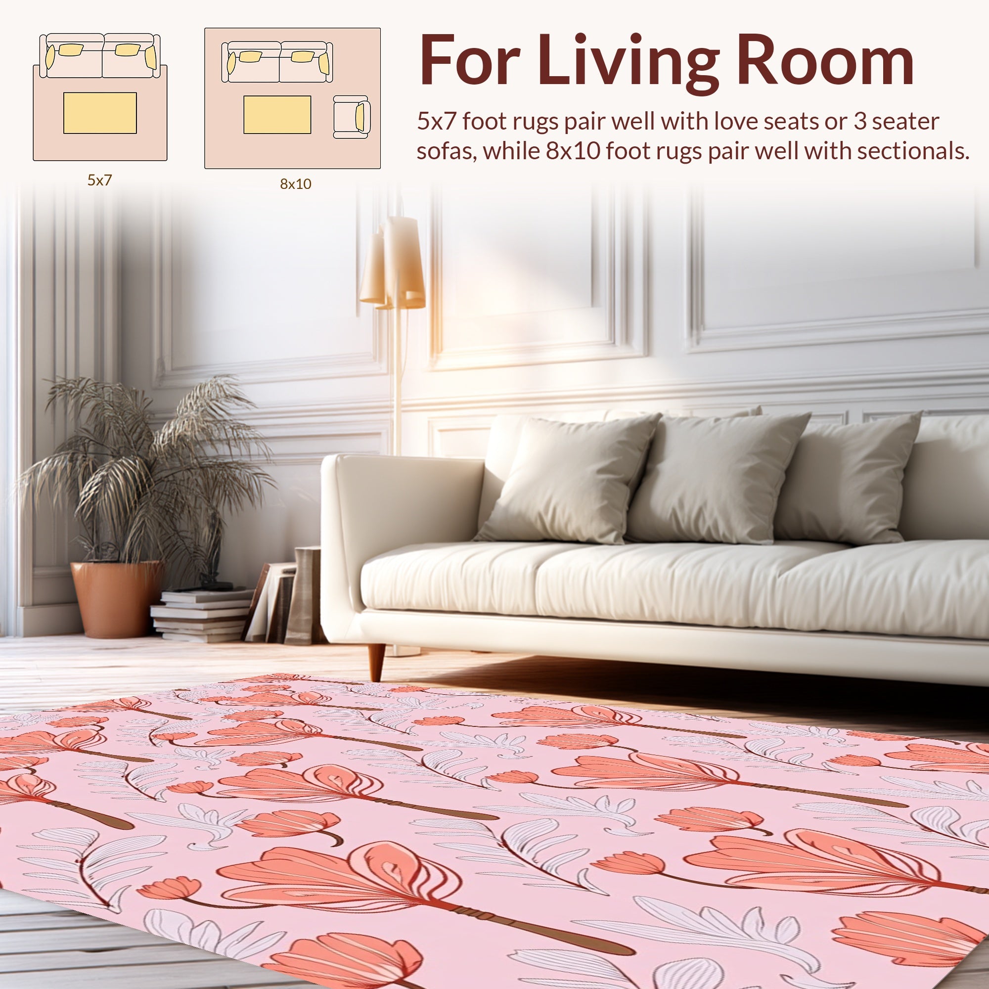 Coral Bloom Abstract Floral Pattern Rug