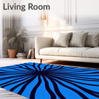 Radiating Blue Wave Pattern Rug