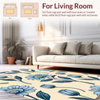 Light Blue Floral Botanical Pattern Rug