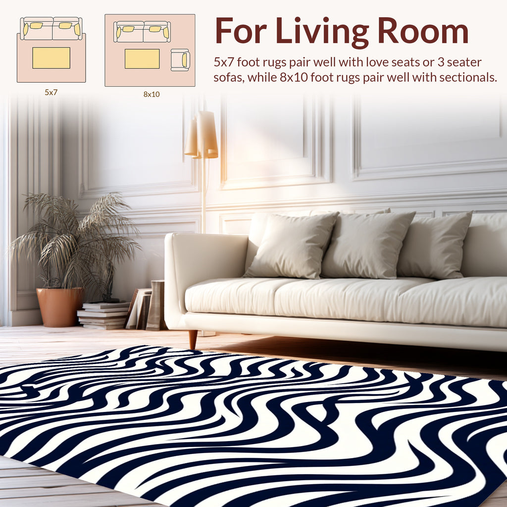 Abstract Wavy Bold Lines Design Rug