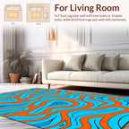 Orange And Blue Flow Pattern Rug