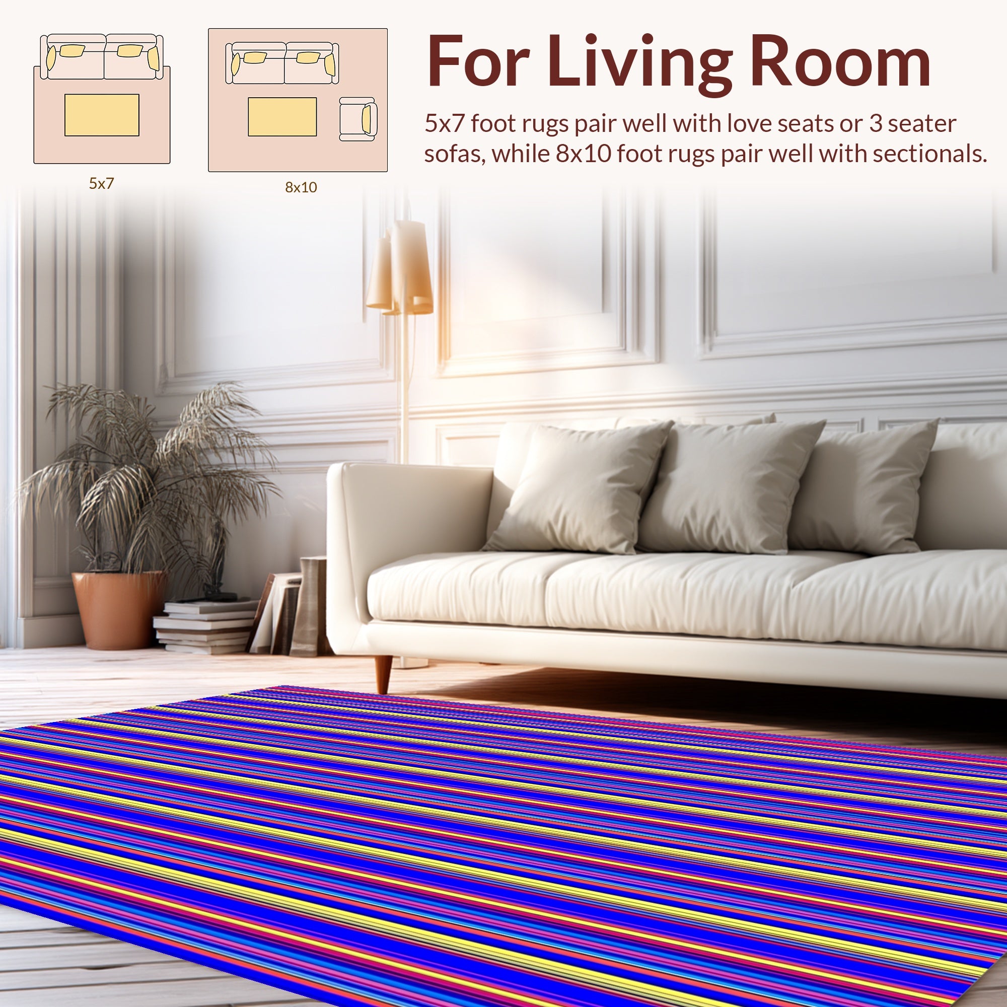 Vibrant Multi Color Striped Pattern Rug