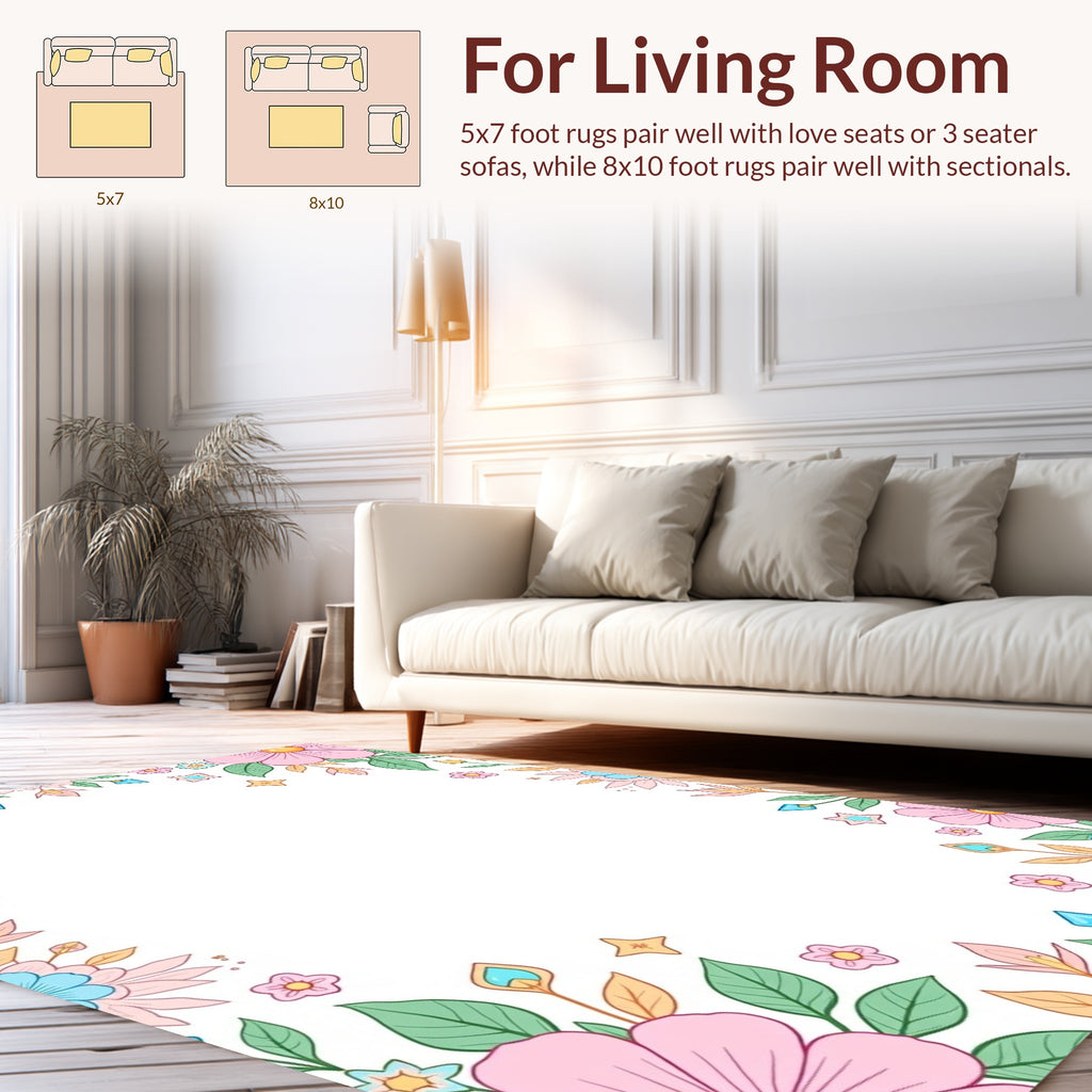 Sweet Floral Border Design Rug