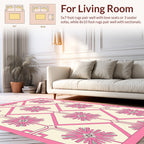 Pink Petal Geometric Patterned Design Rug