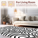 Bold Black Wavy Stripe Pattern Rug