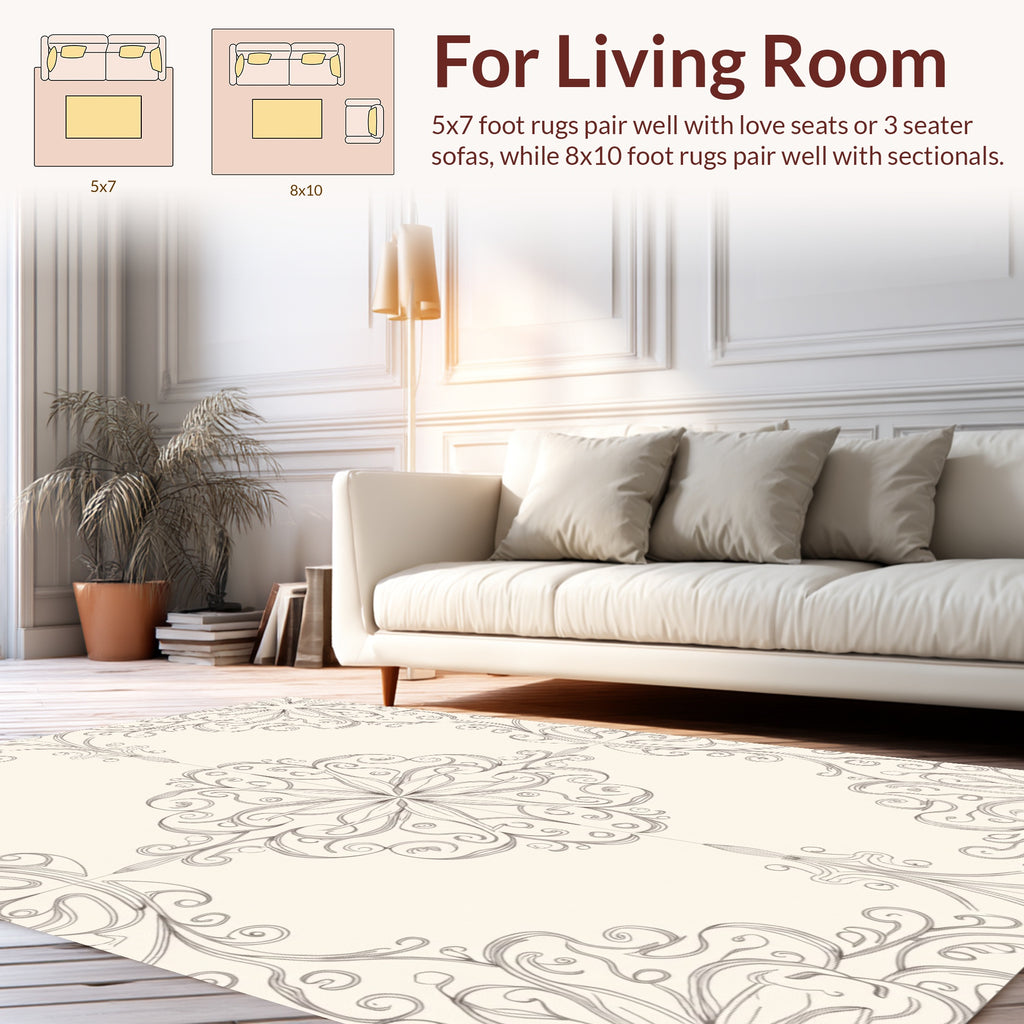 Elegant Floral Scrollwork Pattern Rug