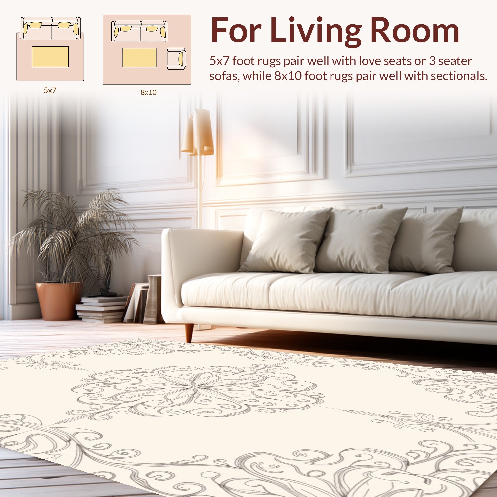 Elegant Floral Scrollwork Pattern Rug