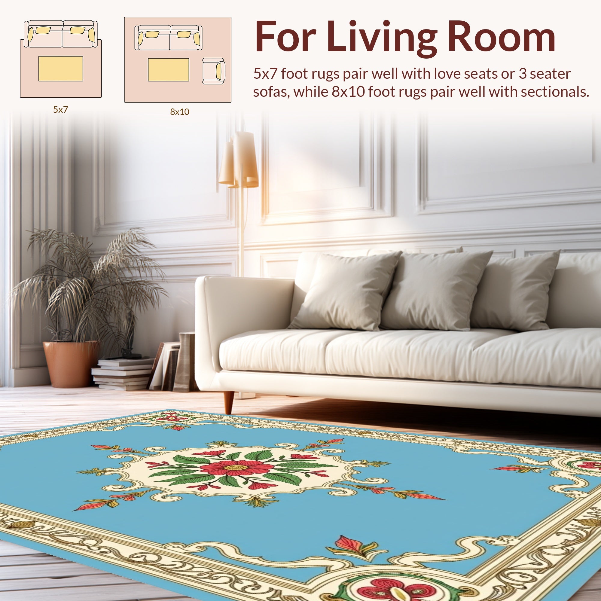 Ornate Floral Bordered Design Rug