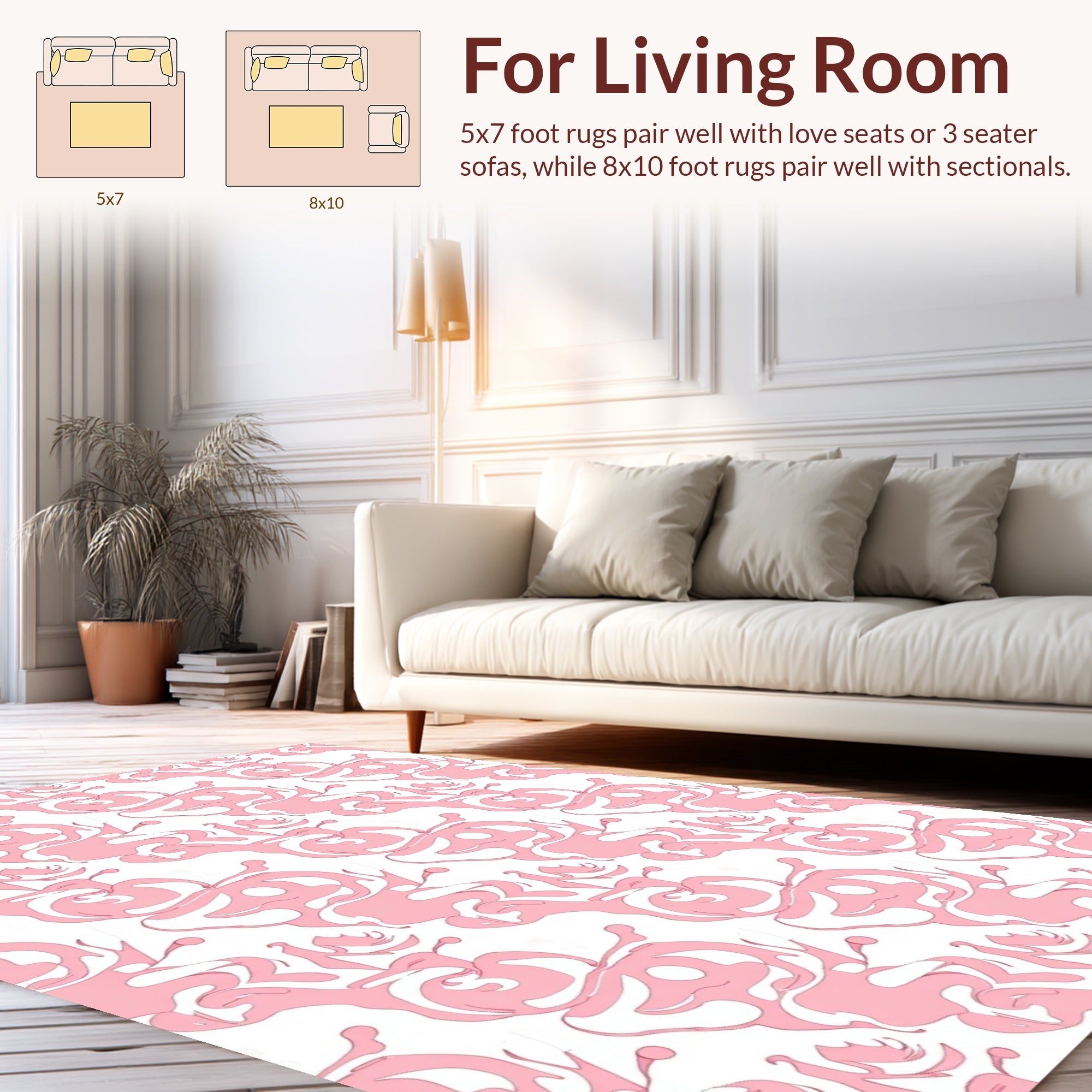 Pink Abstract Organic Flow Pattern Rug
