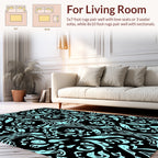 Ornate Light Blue Floral Pattern Rug