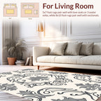 Classic Gray Cream Damask Pattern Rug