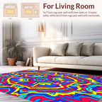 Vibrant Psychedelic Abstract Mandala Design Rug