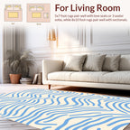 Abstract Blue Wave Pattern Rug