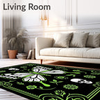 Neon Green Butterfly Skull Border Rug