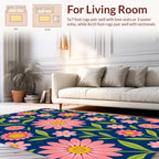 Floral Blooms Pattern In Vivid Colors Rug