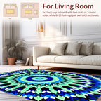 Abstract Blue Green Radial Mandala Rug
