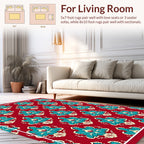 Teal Lotus All Over Floral Design Rug