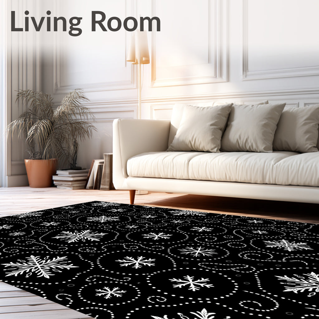 Winter White Snowflake Swirls Rug