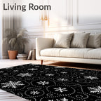 Winter White Snowflake Swirls Rug