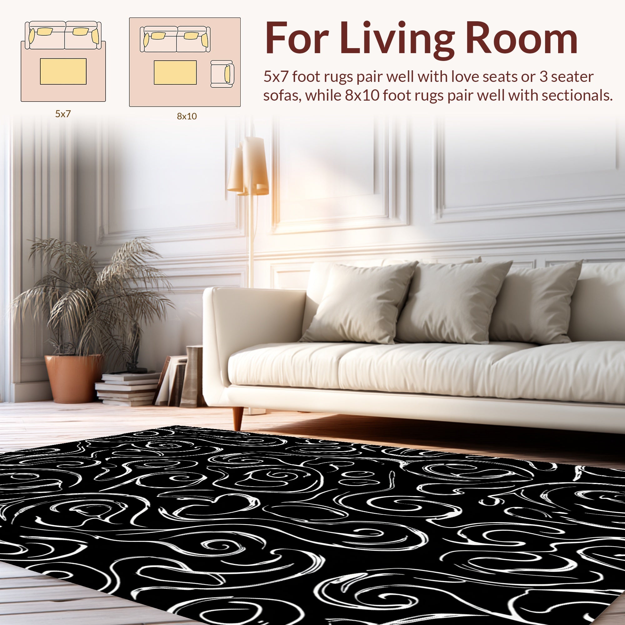 Abstract Swirls With Brush Strokes Design Rug