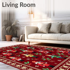 Festive Red Nutcracker Soldier Garland Rug