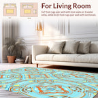 Light Blue Orange Medallion Pattern Rug