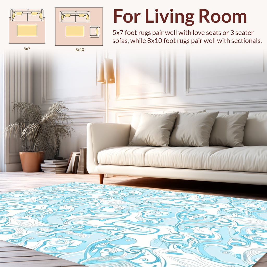 Abstract Swirls And Curled Lines Design Rug
