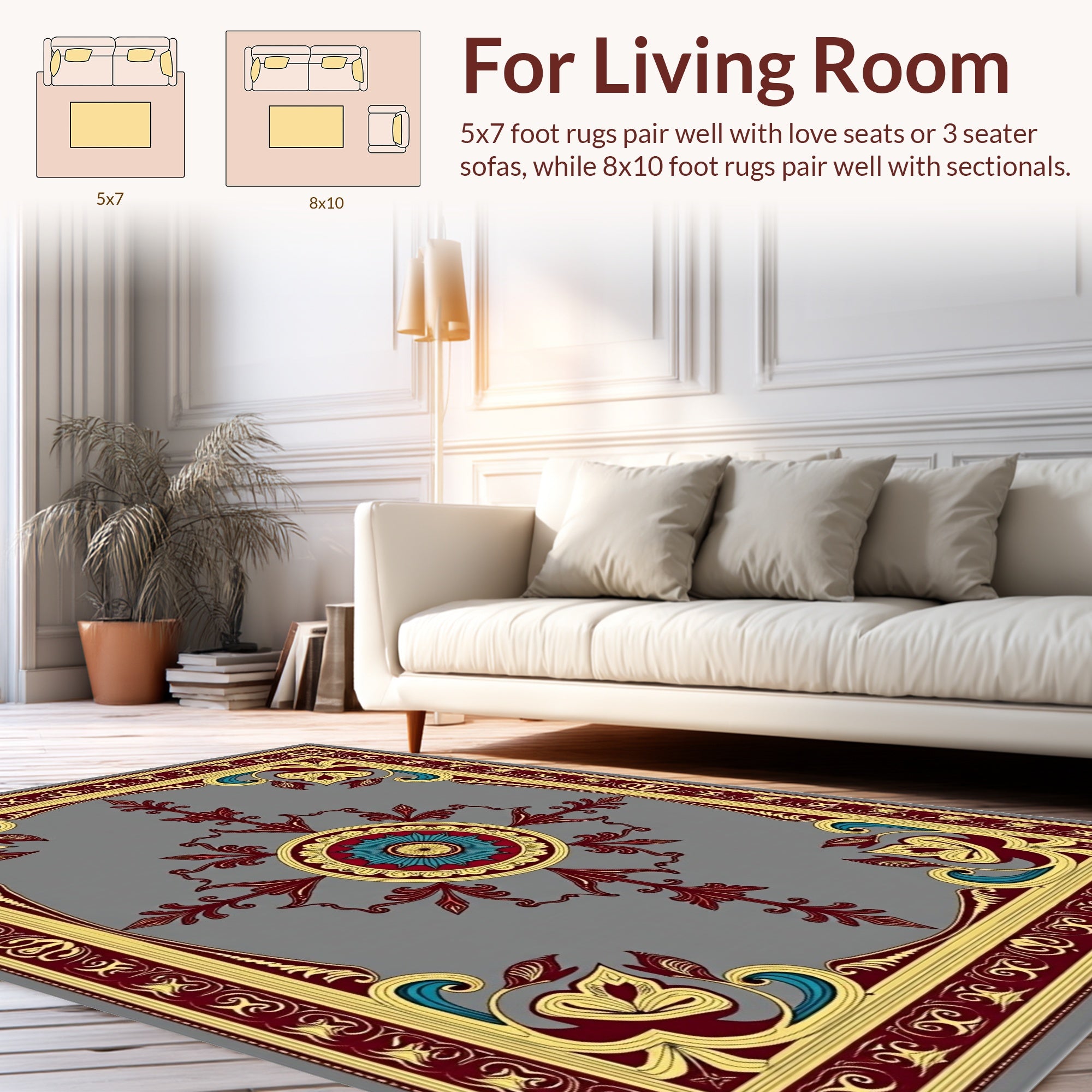 Elaborate Floral Medallion Golden Design Rug