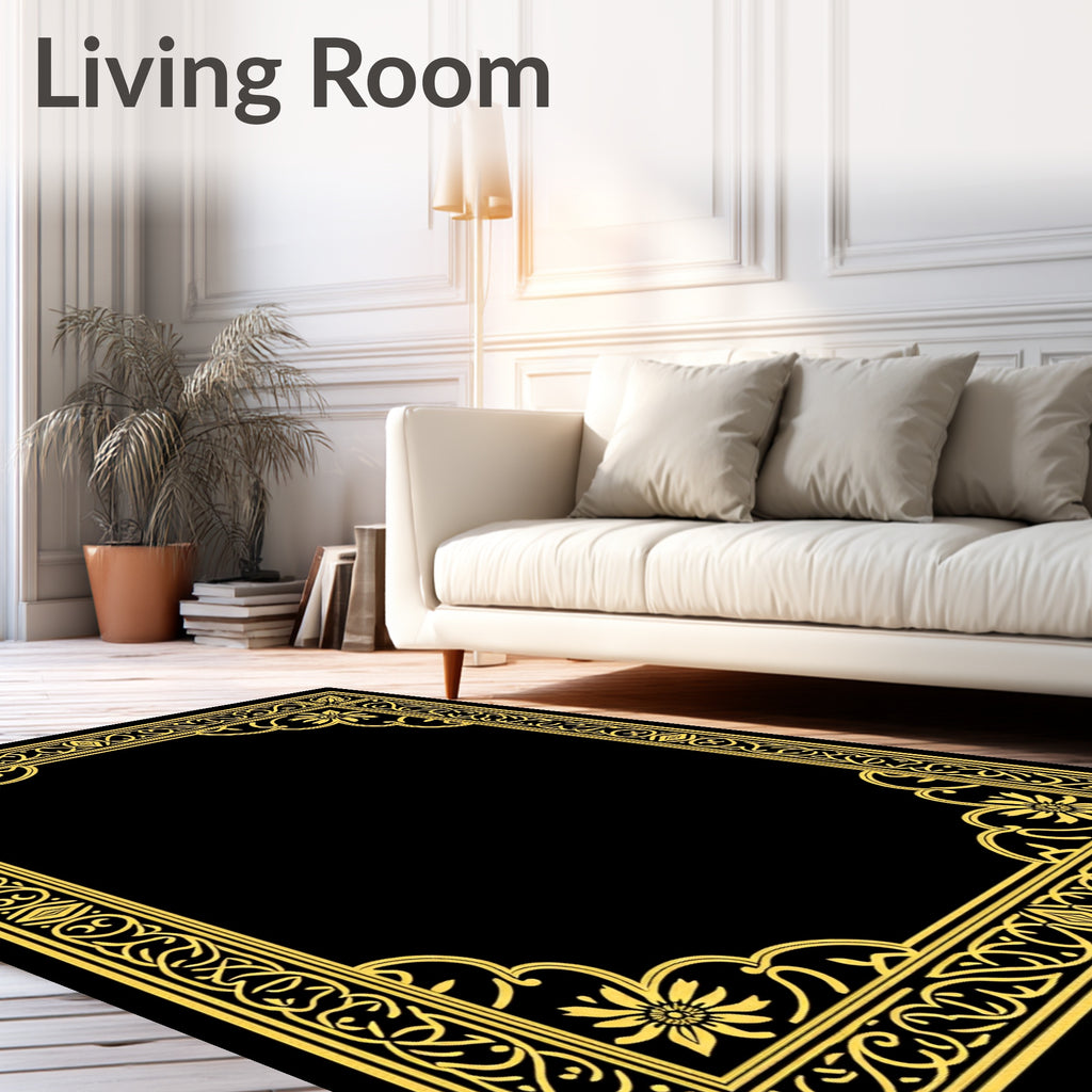 Vintage Floral Vines Elegant Border Rug