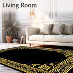 Vintage Floral Vines Elegant Border Rug