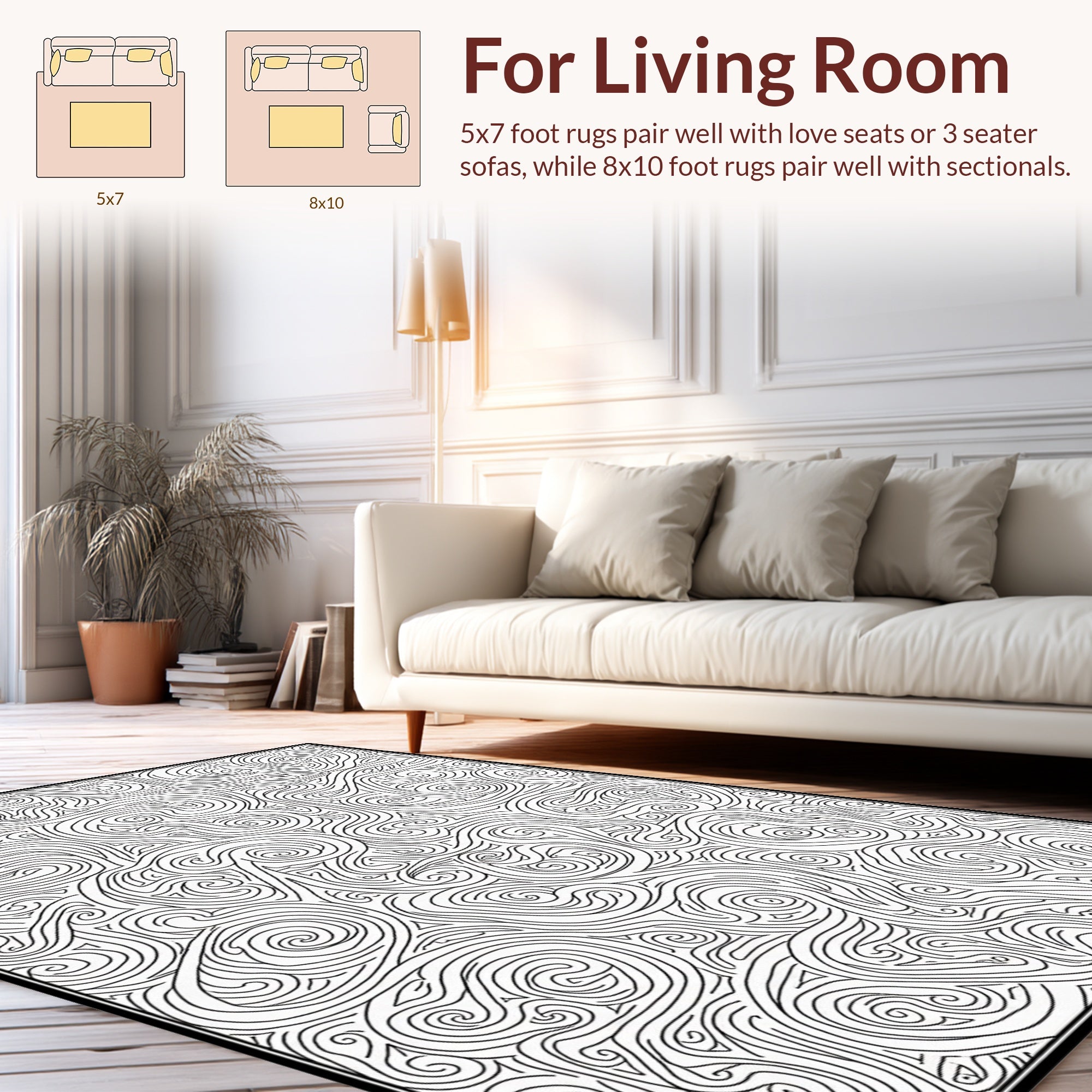 Abstract Swirls Organic Pattern Rug
