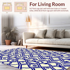 Blue Cream Lattice Floral Design Rug