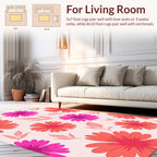 Vibrant Pink Orange Floral Pattern Rug
