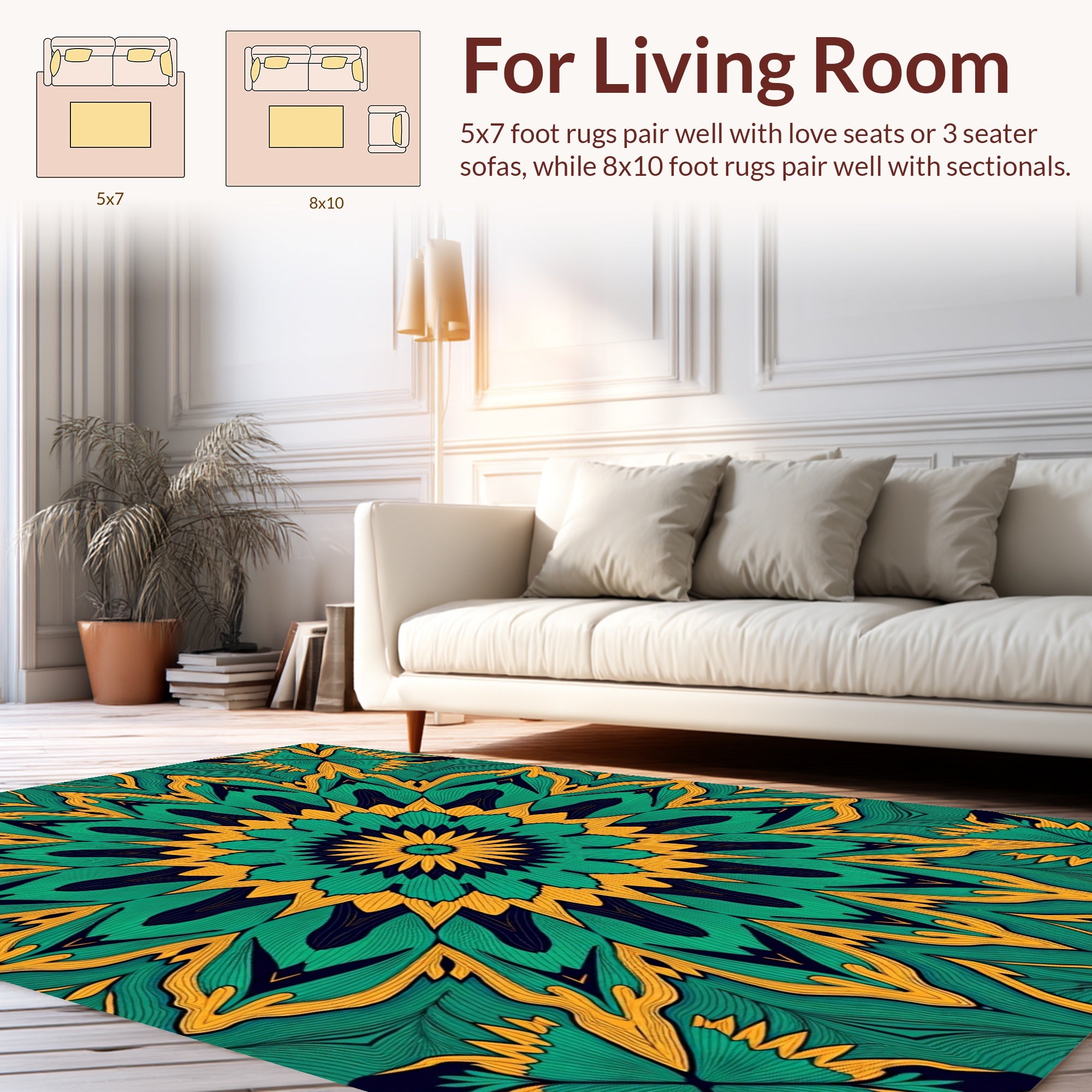 Intricate Floral Mandala Pattern Rug