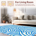 Abstract Blue Green Wavy Swirl Pattern Rug