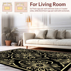 Golden Floral Symmetry Art Rug
