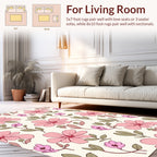 Pink Floral Vine Patterned Design Rug