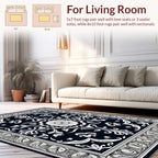 Elegant Black White Floral Relief Rug