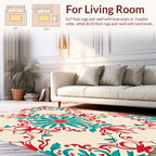Regal Red Teal Floral Mandala Design Rug