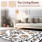 Ornate Floral Motif Brown Brown Rug