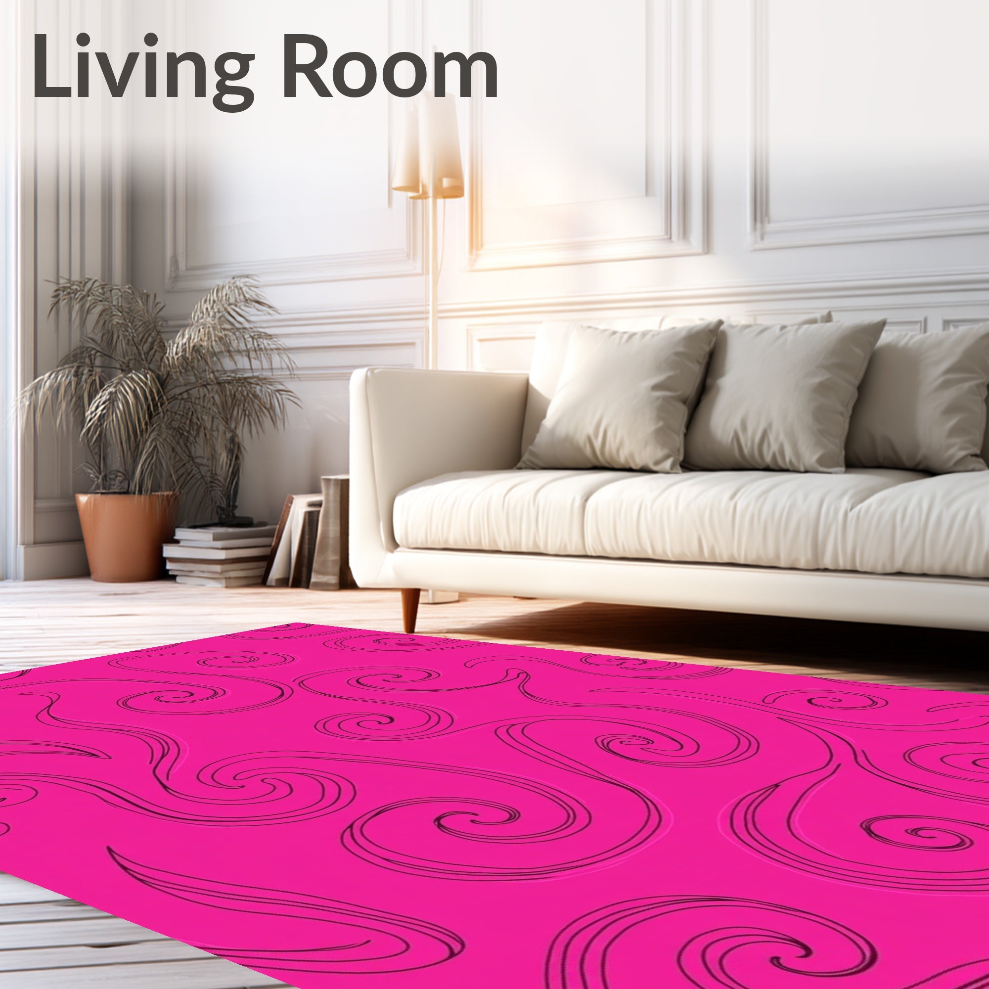 Vivid Pink Swirl Pattern Rug