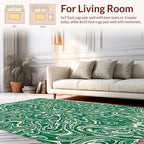 Symmetric Green Swirl Abstract Pattern Rug