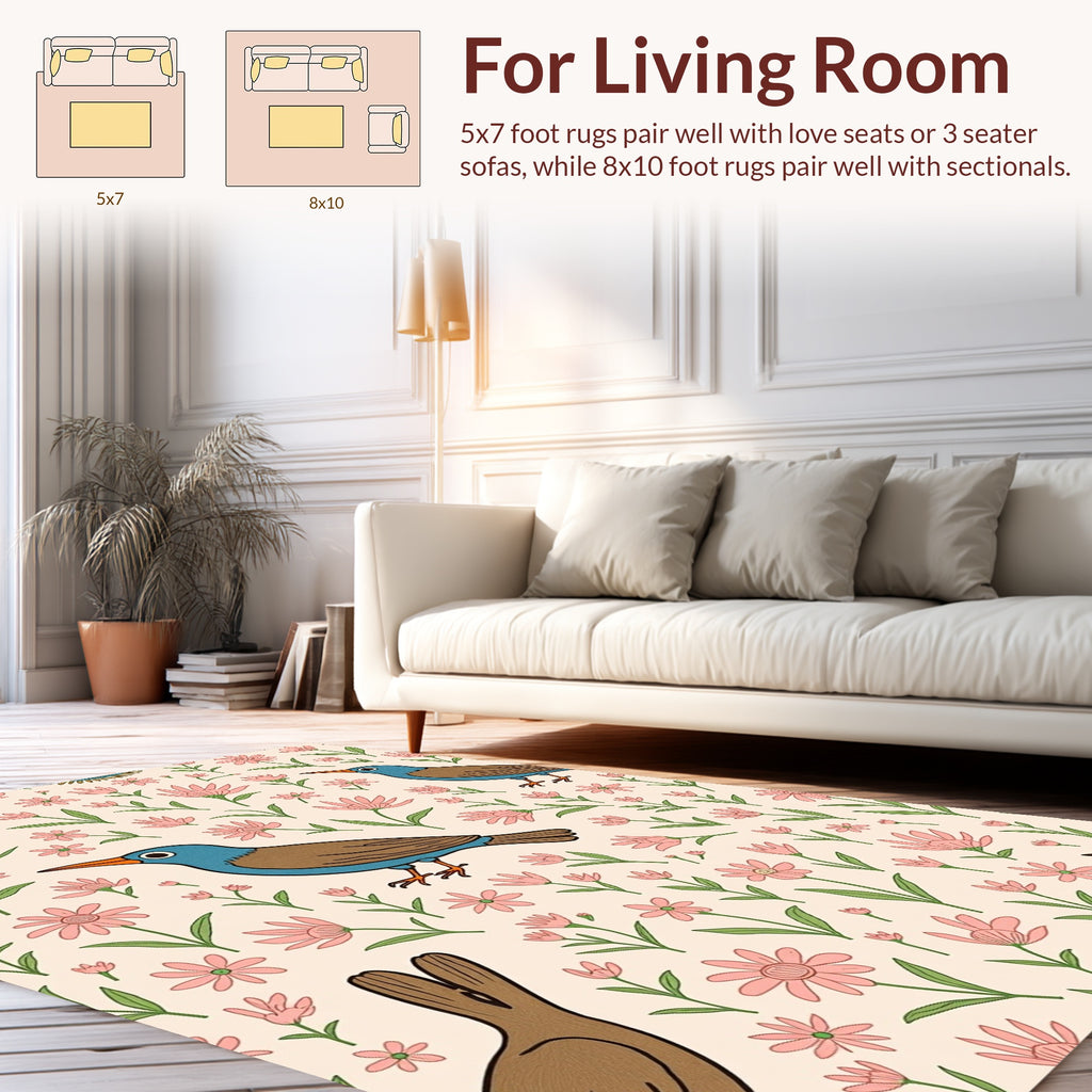 Birds and Floral Garden Pattern Rug